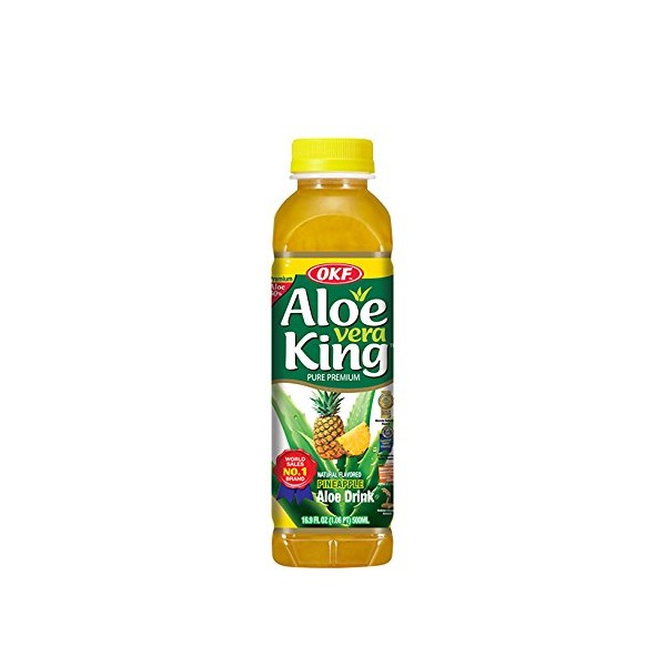 OKF Aloe Vera King Drink, Pineapple, 16.9 Fluid Ounce (Pack of 20)