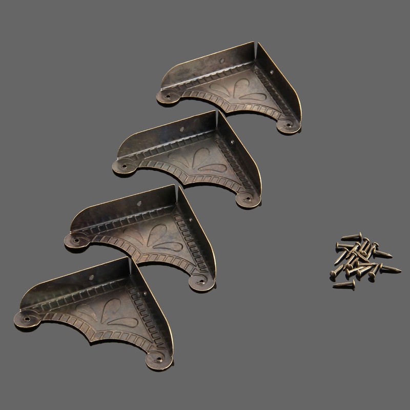 コーナー アンティーク ボックスコーナー 金物 三辺 黒 ボックスの足 プロテクター 木箱装飾 パーツ材料