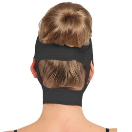 Neck and Chin Compression Garment Wrap - Post Surgical Chin Strap Bandage for Women - Face Slimmer, Jowl Tightening, Chin Lifting (Black, L)