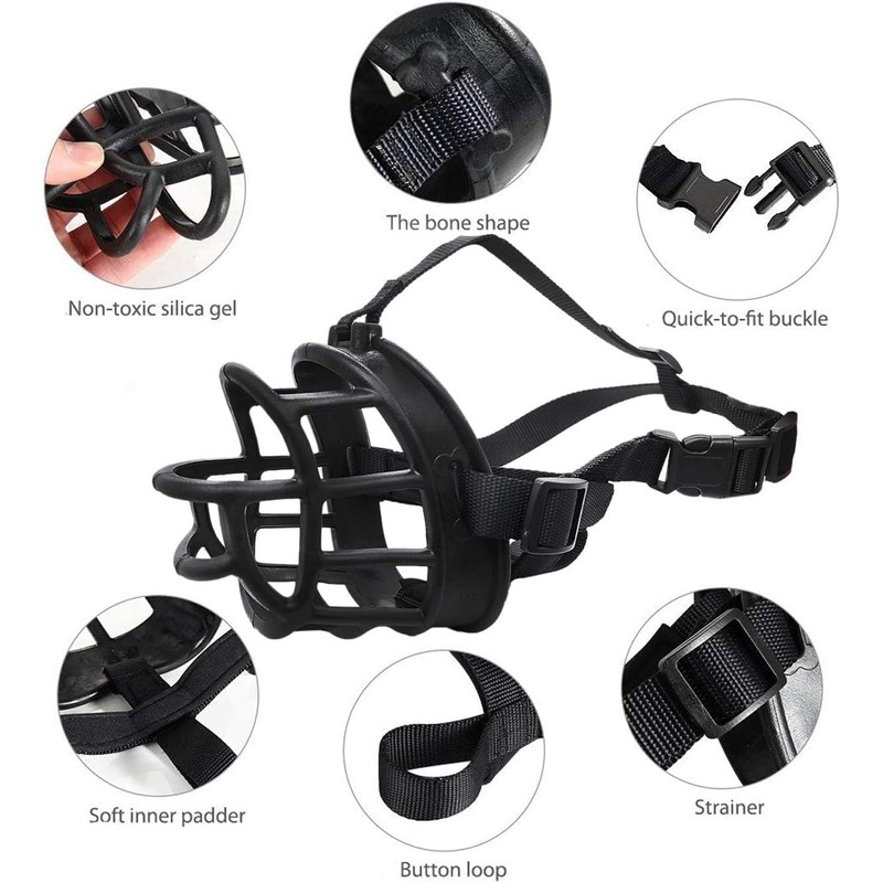 Dog Muzzle, Soft Basket Muzzle for Medium Large Dogs, Best