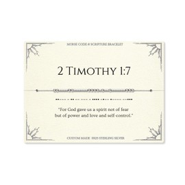Morse Code Bracelets for Women, 2 Timothy 1:7 Christian Bible Verse Bracelets, Scripture S925 Sterling Silver Inspirational Faith Jewelry, Religious Gifts for Women