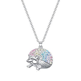 luomart Rainbow Animal Hedgehog Necklace Gifts for Girls,Dainty Hedgehogs Pendant Jewelry for Women Boys Teen Girls Hedgehog Lovers (Girls Rainbow Hedgehog)