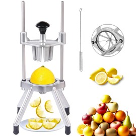 Commercial Lemon Cutter 8-Section with V-Shaped 420 Stainless Steel Blades，Easy Wedger Stainless Steel Blade Fruit Lime Slicer NSF Certified Easy-to-Use for Bar Restaurant (8-Section)