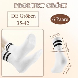 JDGFH 6 Pairs Yoga Socks, Stopper Socks, Yoga Socks, Women's White Cylinder Yoga Pilates Socks, Women's 36-42, Non-Slip Socks for Pilates, Barre, Ballet, Dance, Trampoline