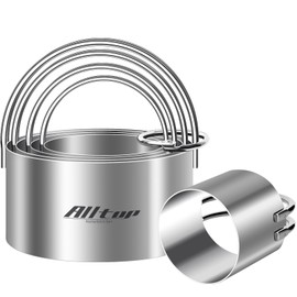 ALLTOP ALLTOP 5 Pieces Circle Biscuit Cutter,Professional Stainless Steel Round Cookie Cutters Tool with Ring Handle for Baking Pastry Doughnut