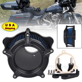 Unbranded Air Cleaner Blue Intake Filter Kit For Harley M8 Touring Softail Tri Glide Trike