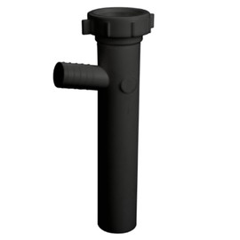 Highcraft Plastic Branch Tailpiece 1-1/2" x 8" with 3/4" Branch Direct Connect Tailpiece for Kitchen Sink Tubular Drain Applications, Black