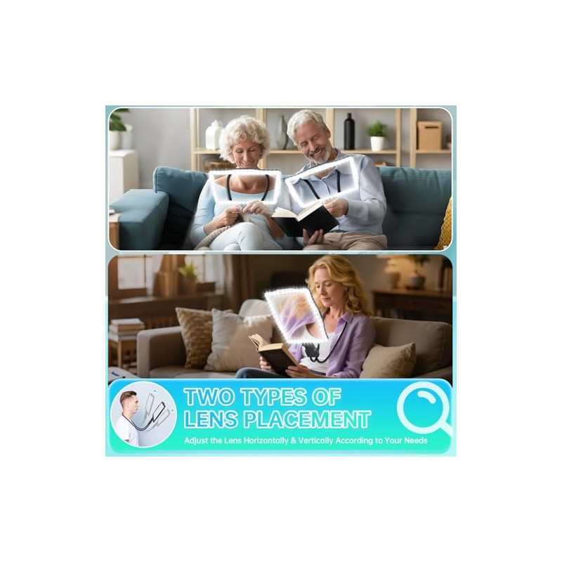 Large 10X Magnifying Glass with Light, Hands Free Magnifying Glass