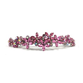 Hair Barrettes for women Faux Rhinestone Flower Hair Barrette Decorative, Large 3.9" Long, Pink