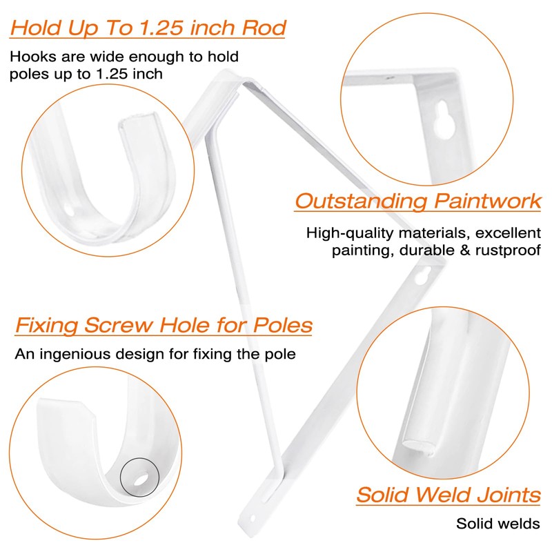 KOVOSCH 4 Pack Heavy Duty Closet Shelf & Rod Brackets,