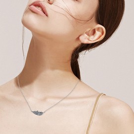 VENACOLY Mountain Range Necklace Sterling Silver Feather Necklace Mountain Jewelry Nature for Nature Lovers and Climbers，Skiers, Hikers, Campers