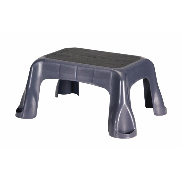 Unbranded Plastic Step Stool, In-Mold Tread, 1-Step, Gray