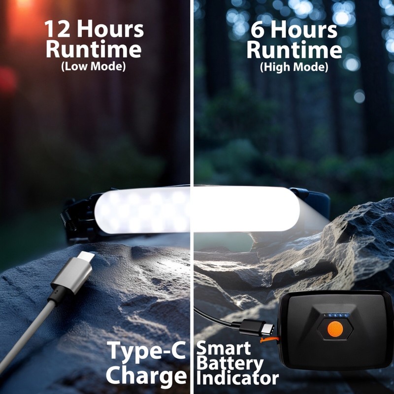 DecorX 1500 Lumens Rechargeable LED Headlamp for Adults, 230° Wide