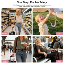 Cable Luggage Lock, Retractable Cable Lock Anti-Theft Travel Locks for Suitcase with Wrist Strap for Suitcases, Backpacks, and Carry-On Bags, Pink