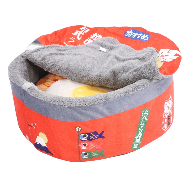 Noodle Box Cat Bed Japanese Style Semi Enclosed Soft Comfortable