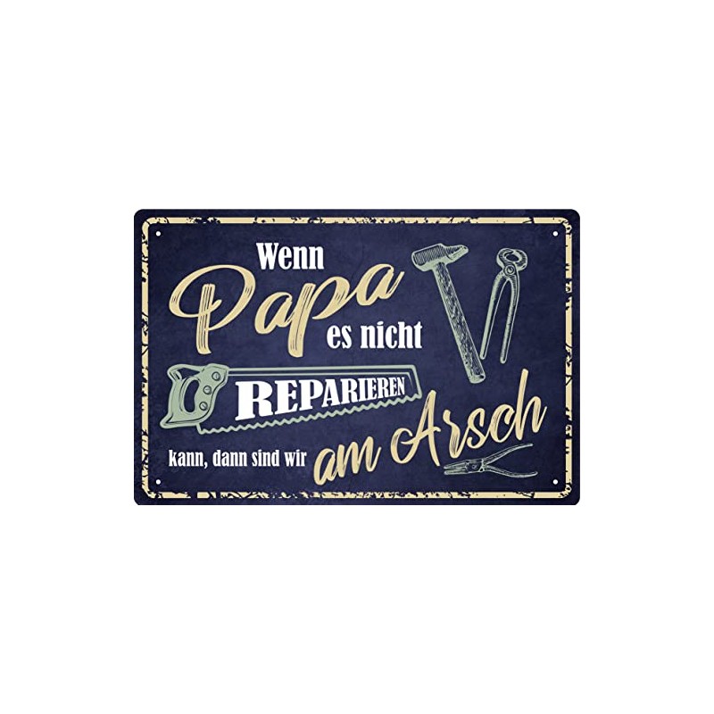 Geschenkeparadies 24 Tin Sign with German Text "Wenn Papa es