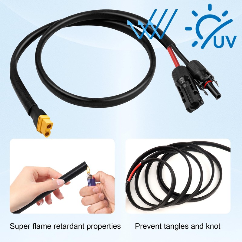 MOOKEERF Solar to XT60 Cable 10AWG 6FT Solar Connector to