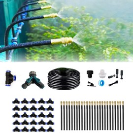 MOCOBER New drip Irrigation kit, Automatic Garden Watering System, Quick Connector and 360-degree Bending Dropper atomizing Copper Nozzle, Garden Plant Lawn Courtyard Watering System. (25spray nozzles)