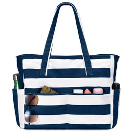 oscaurt Large Beach Bag Waterproof Tote Bag for Women with 8 Pockets Lightweight Shoulder Handbags for Pool Work Gym Shopping Travel Essentials Gifts for Women