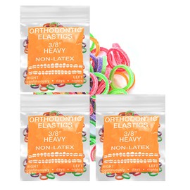 Neon non-Latex 3 Packs 300 counts 3/8inch Heavy Intraoral Elastic Bands Orthodontic Elastics Dental Rubber Bands Made in US (Heavy [6.5oz], 3/8inch, 9.5mm)