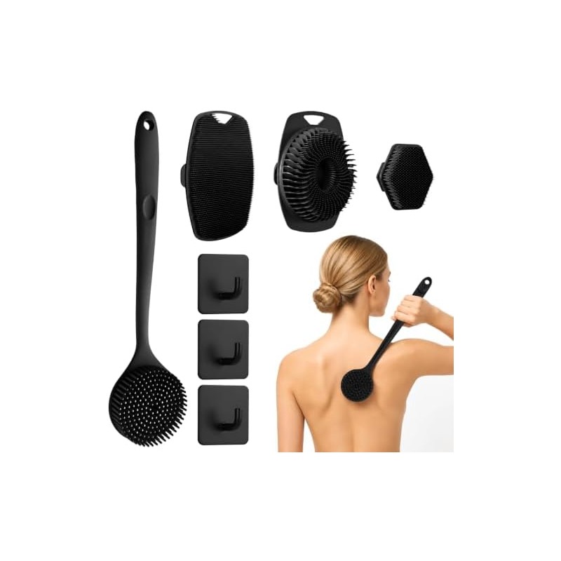 Set de 4 cepillo de silicona para cuerpo:Cepillo de Espalda