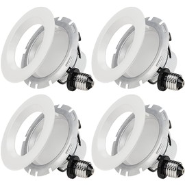 TORCHSTAR 4 Inch Dimmable Recessed LED Downlight, 10W (75W Equiv.), White Trim Attached, Trim Interchangeable, for All Furnishing Styles, 2700K Soft White, ETL-Listed, 3 Years Warranty, Pack of 4