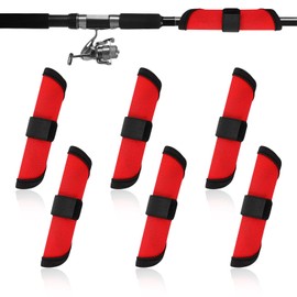 Köderhandschuhe 6 Stück Rot Köderwickelset 15 cm Angelköderabdeckungen Angelköderhüllen Angelköder Wraps Angel Köderschutz mit Klettverschluss um Angler Sicher für Angelruten zu Halten