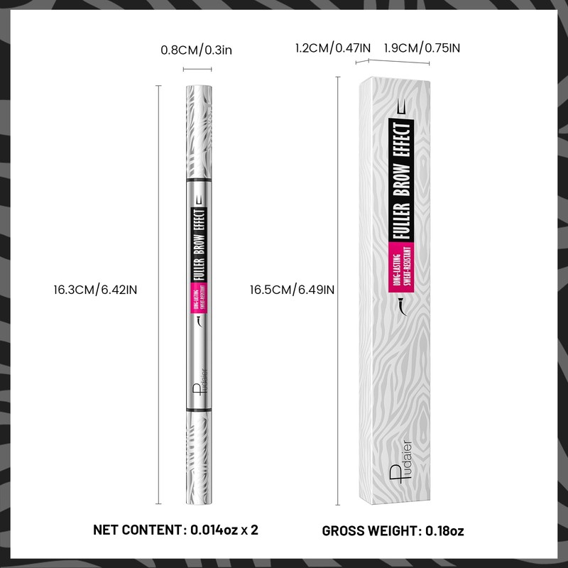 Curved Eyebrow Pencil with 10Pcs Stencils, 2-in-1 Dual-Ended Microblading Eyebrow
