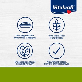 Vitakraft Veggie & Fruity Pie Treat for Pet Rabbits, Guinea Pigs, and Hamsters, 2 Pies,brown,24" x 50", 1.27 Ounce (Pack of 1)