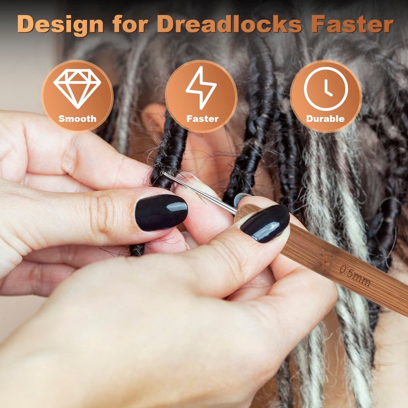 Dreadlocks Tool Pack of 5 Dreadlocks Crochet Hooks with 3