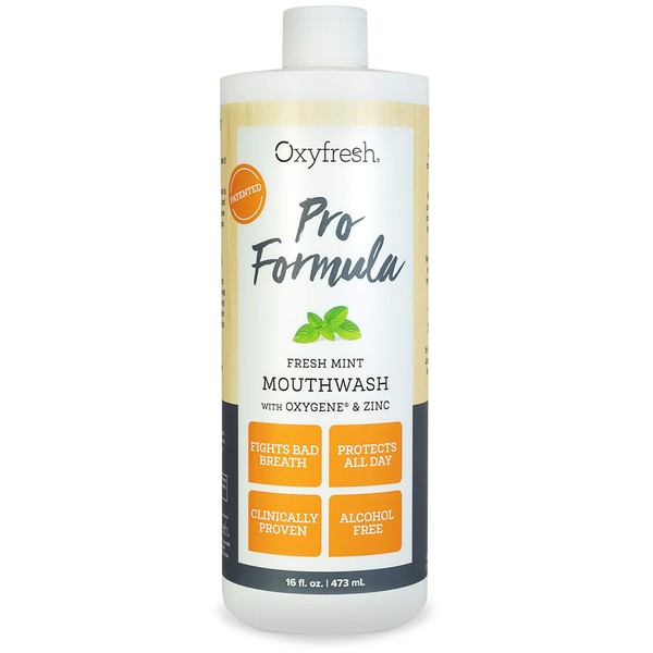 Oxyfresh Pro Formula Fresh Mint Mouthwash – Patented Zinc Mouthwash for Fresh Breath & Healthy Gums | Dye, Fluoride & Alcohol Free Mouthwash (1-16 oz Bottle)