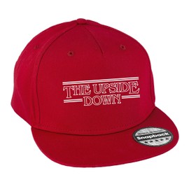 Hippowarehouse The Upside Down Snapback hat Premium Printed 5 Panel Flat Peak Cotton OneSize Adults Classic Red