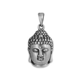 SUGARKITTEN LONDON Fine Silver Oxidized 999 Matte Hollow 3D Buddha Head Pendant