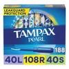Tampax Pearl Plastic Tampons, Light/Regular/Super Absorbency Multipack, 188 Count, Unscented