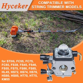 Hyceker Carburetor Kit with Gasket Spark Plug Fuel Line for Stihl FS 38 45 55 75 80 85, FS55 FS55R FS55RC FS38 FS45 FS75 FS80 FS85 HS75 HL45 KM55 Replacement 4140-120-0619