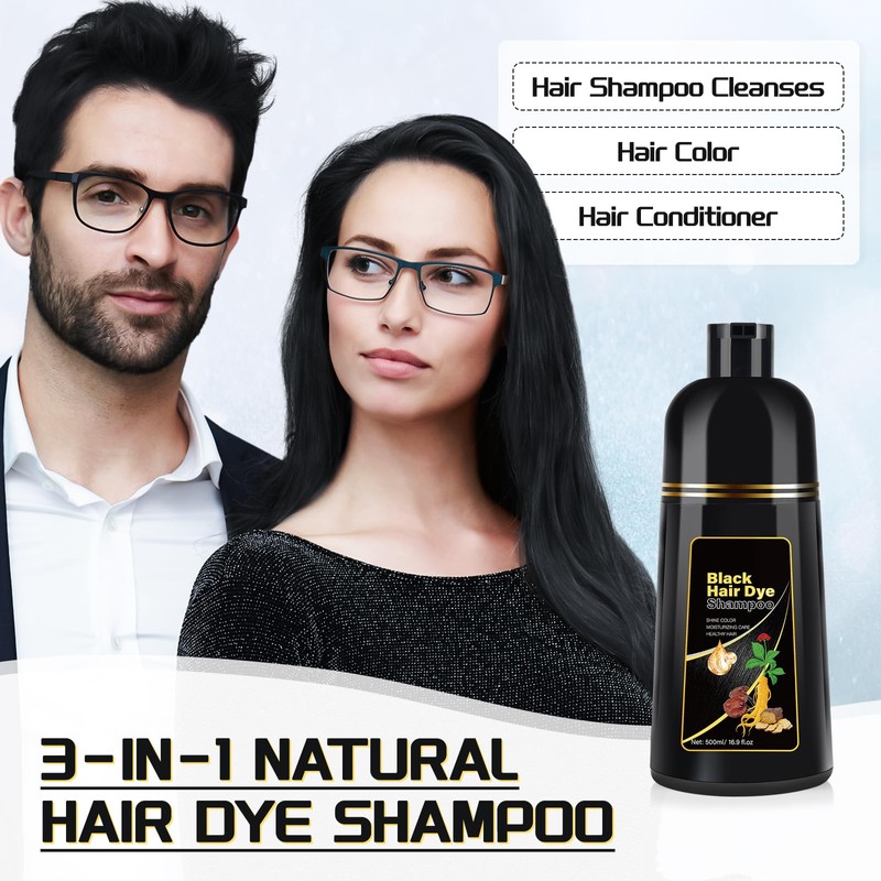 Schwarzes Haarfärbeshampoo für graues Haar, semi-permanentes Haarfärbeshampoo für Frauen und