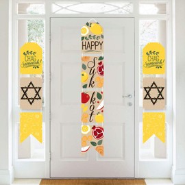 Big Dot of Happiness Sukkot - Hanging Vertical Paper Door Banners - Sukkah Jewish Holiday Wall Decoration Kit - Indoor Door Decor
