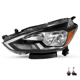 JSBOYAT Halogen Model Headlight Assembly Fit for 2016-2019 Nissan Sentra S/FE+S/SL/SR/SV 4-Door OE Style Headlamp Bulbs Included Left Driver Side