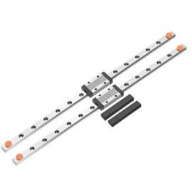 sourcing map 2pcs MGN9 300mm Linear Guide Rail with 2pcs MGN9H Sliding Carriage Block Bearing Steel and 2pcs Plastic Mini MGN12 Linear Guide for DIY 3D Printers and CNC Machine, Silver
