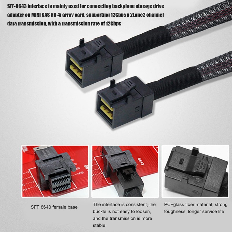 Mini SAS Cable, SFF-8654 8i to 2 * SFF-8643 Server,