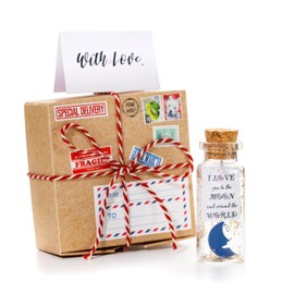 Romantic Decorative Tiny Jar - I Love You to The Moon and Back - Beautiful Anniversary Present for Boyfriend, Girlfriend, Husband, Wife (with Cute Craft Paper Box)