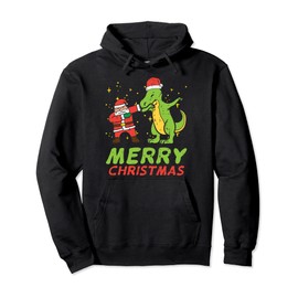 Merry Christmas Dab Santa Trex Toddler Boys Xmas PJs Pullover Hoodie, black