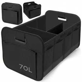 Organizador de Cajuela para Auto, Impermeable Plegable Organizador de Cajuela,Gran Capacidad, Organizador para Maletero de Coche con Múltiples Compartimentos - Apto para Todoterreno,Coche,SUV (Negro)