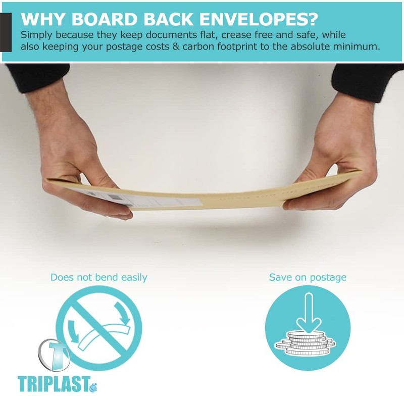 Triplast 10 x A4 C4 Manilla Hard Board Back Envelopes