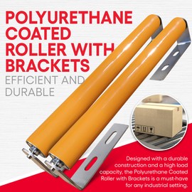 Ultimation Polyurethane Coated Roller with Brackets – Heavy Duty Roller for Conveyor Belts and Kayak Loaders – 22″ Frame, 1.5″ Dia, Smooth Rolling Support for Material Handling