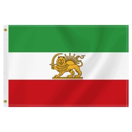 2×3 FT Former Iran Flag,Medium 60×90 CM Old Iranian Persia Outdoor Banner,100D Decor,Doube Side Printing for Patio Garden with Brass Gromment