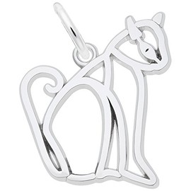 Cat Charm In Sterling Silver, Charms for Bracelets and Necklaces
