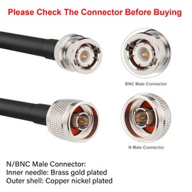MOOKEERF 15ft RG58 N Male to BNC Male Low Loss RF Coaxial Cable for Ham Radio, Antenna, Signal Booster