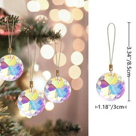 12 Pcs Crystal Glass Balls for Christmas Decor1.18'' Round Prism Flower Christmas Tree Decorations Reusable Mini Christmas Hanging Ornaments for Home Christmas Decorations,AB Colour