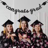 Congrats Grad Banner Decorations - Hanging Glitter Graduation Banner with
